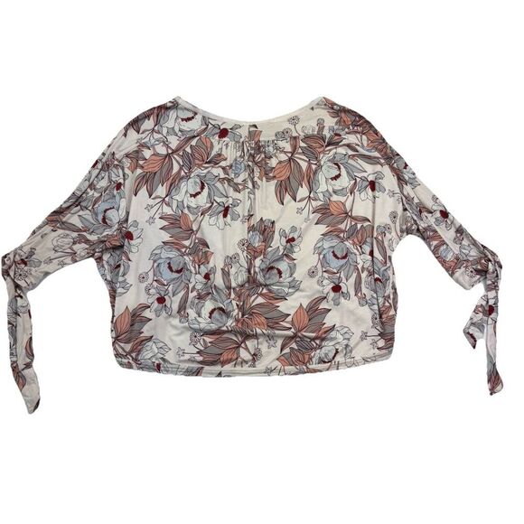Free People Keepin' On Top Blouse Oversized Floral Cropped Ivory Size Small Boho - Picture 5 of 9